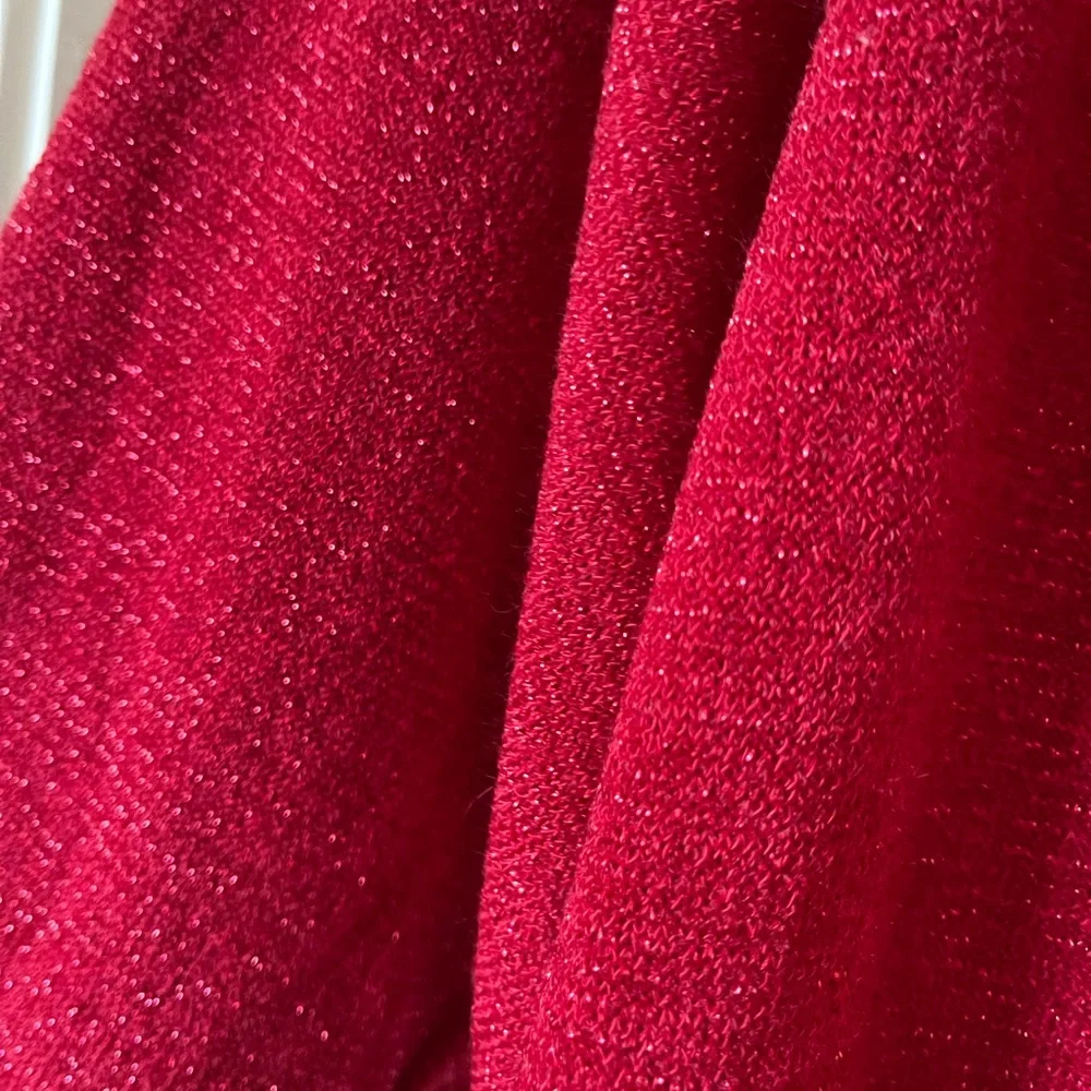 Christmas Holiday party Hesed shimmering ruby, long sleeve, dressy, top - Picture 6 of 11